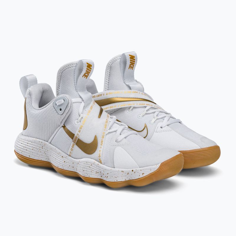 Nike React Hyperset SE tinklinio bateliai baltos ir auksinės spalvos DJ4473-170 4