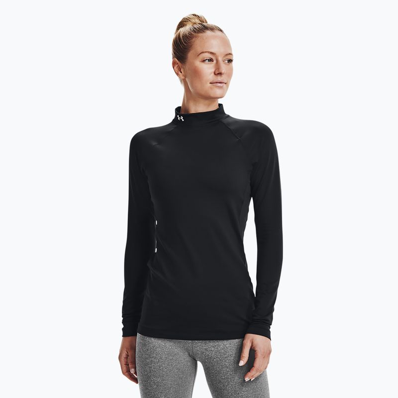 Moteriški treniruočių marškinėliai ilgomis rankovėmis Under Armour Authentics CG Mockneck black/white