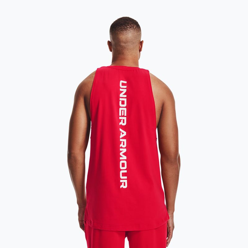 Under Armour Baseline Cotton Tank 601 vyrų krepšinio marškinėliai raudoni 1361901 3