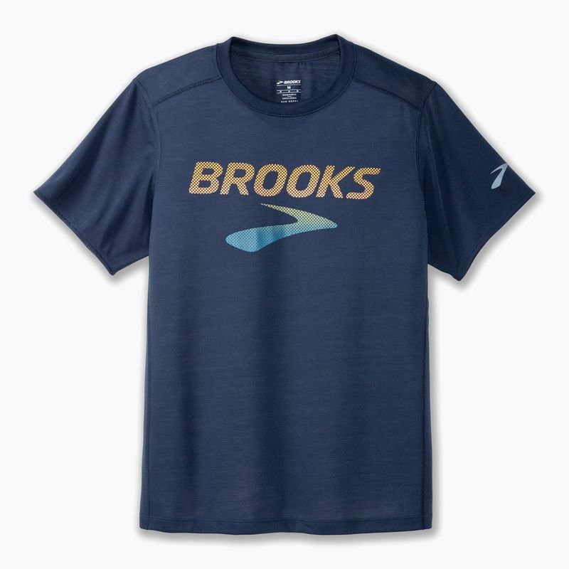 Vyriški bėgimo marškinėliai Brooks Distance 3.0 blue slate/br logo 4