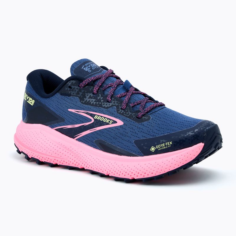 Moteriški bėgimo bateliai Brooks Divide 5 GTX grey blue/pink/lime