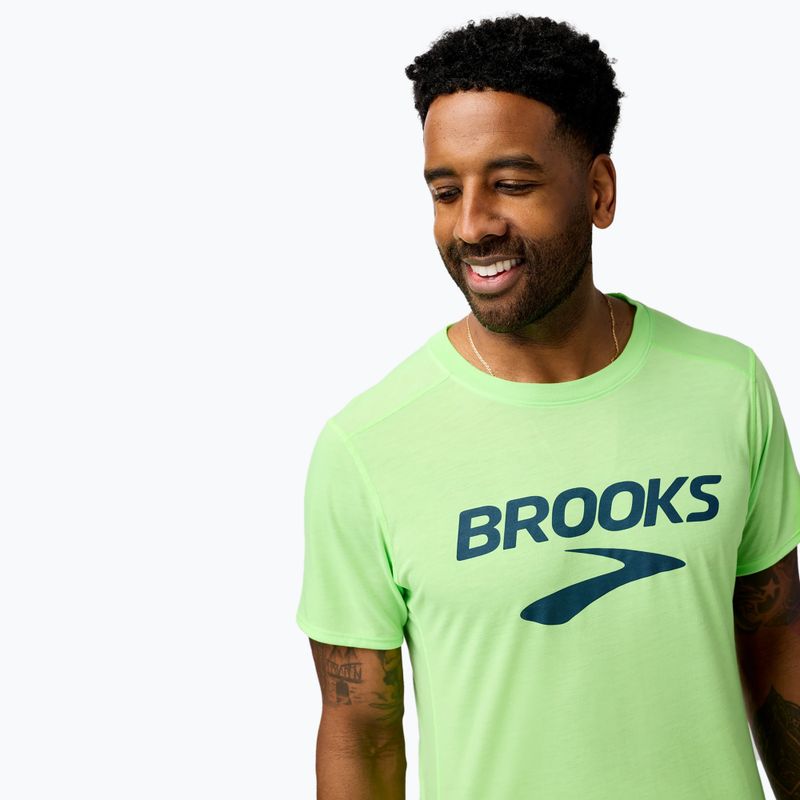 Vyriški bėgimo marškinėliai Brooks Distance 3.0 neo limeade/brooks logo 4