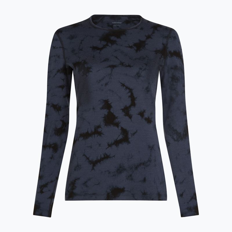 Moteriški termoaktyvūs marškinėliai ilgomis rankovėmis icebreaker Merino 200 Oasis Crewe Cloud Dye graphite/black 7