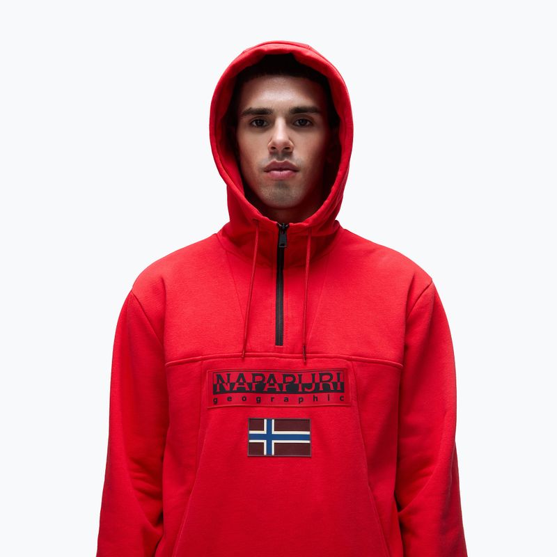 Vyriškas džemperis Napapijri Burgee Half Zip Hooded 2.0 red goji 4