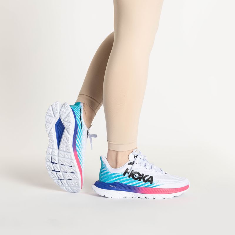 Moteriški bėgimo bateliai HOKA Mach 5 white/scuba blue 2