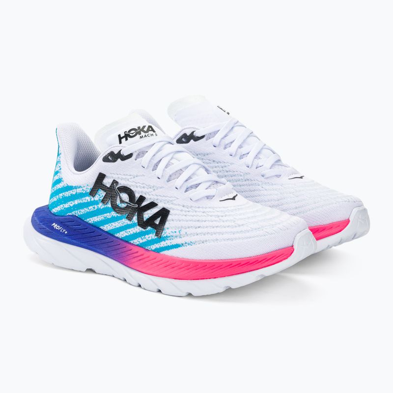 Moteriški bėgimo bateliai HOKA Mach 5 white/scuba blue 5