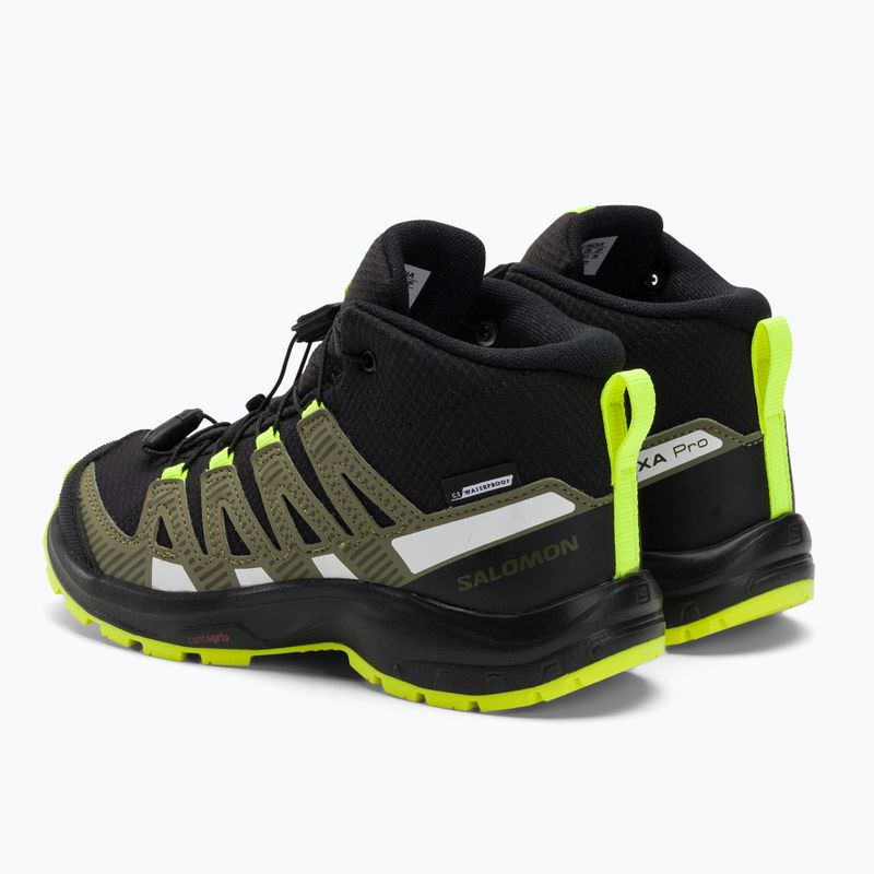 Salomon Xa Pro V8 Mid CSWP vaikiški trekingo batai juodi/deep lichen green/y 3