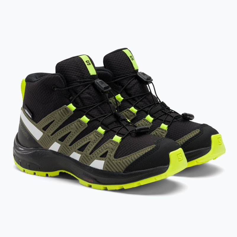 Salomon Xa Pro V8 Mid CSWP vaikiški trekingo batai juodi/deep lichen green/y 4