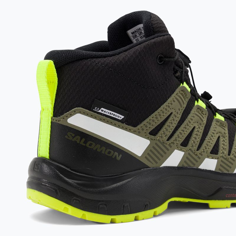 Salomon Xa Pro V8 Mid CSWP vaikiški trekingo batai juodi/deep lichen green/y 9