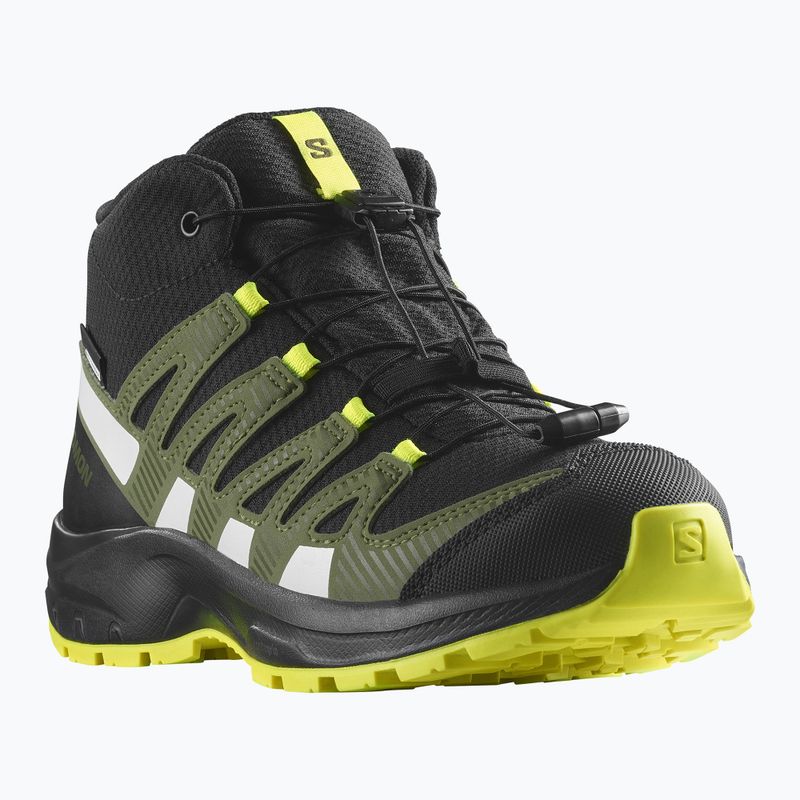 Salomon Xa Pro V8 Mid CSWP vaikiški trekingo batai juodi/deep lichen green/y 10