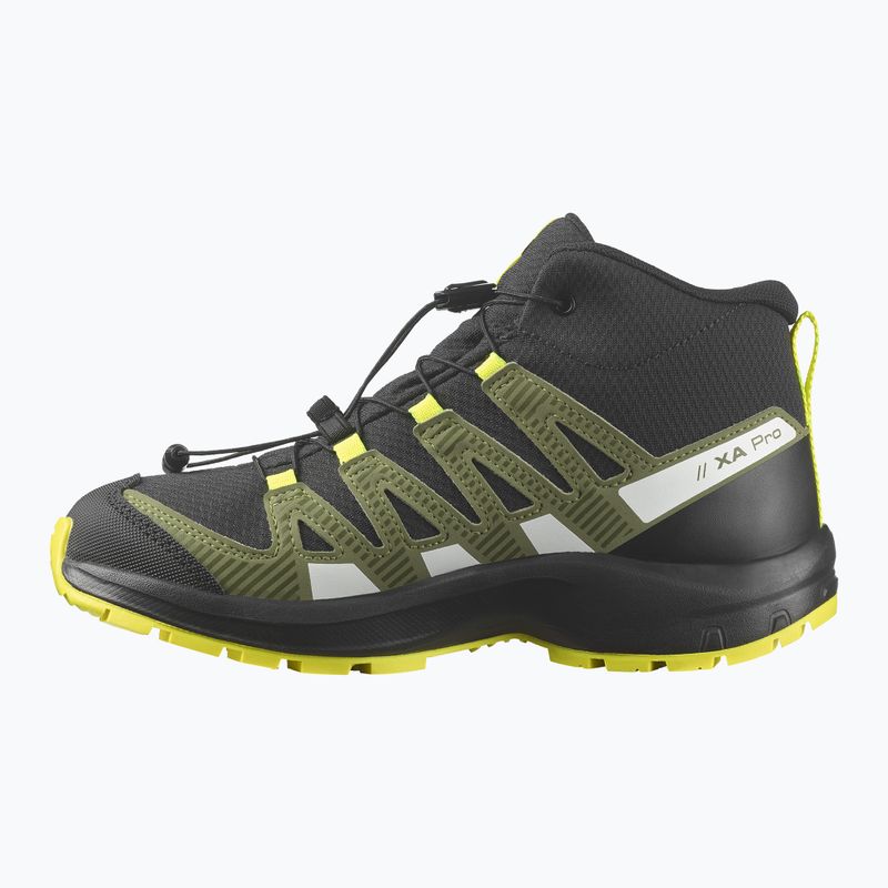 Salomon Xa Pro V8 Mid CSWP vaikiški trekingo batai juodi/deep lichen green/y 12