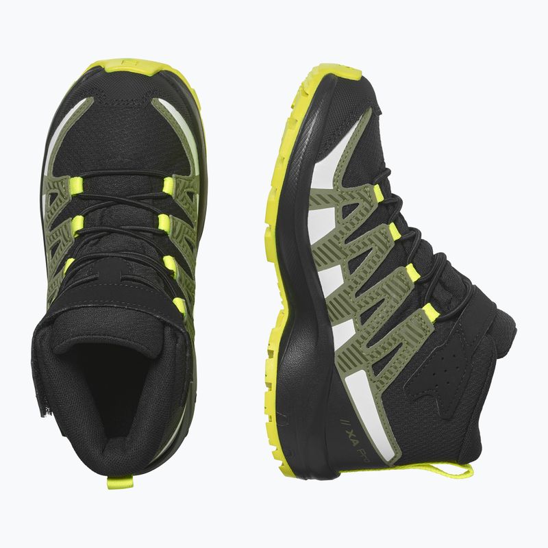 Vaikiški žygio batai Salomon Xa Pro V8 Mid CSWP black/deep lichen green/safety yellow 6