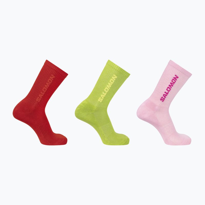 Kojinės Salomon Everyday Crew 3 poros flame scarlet/dark citron