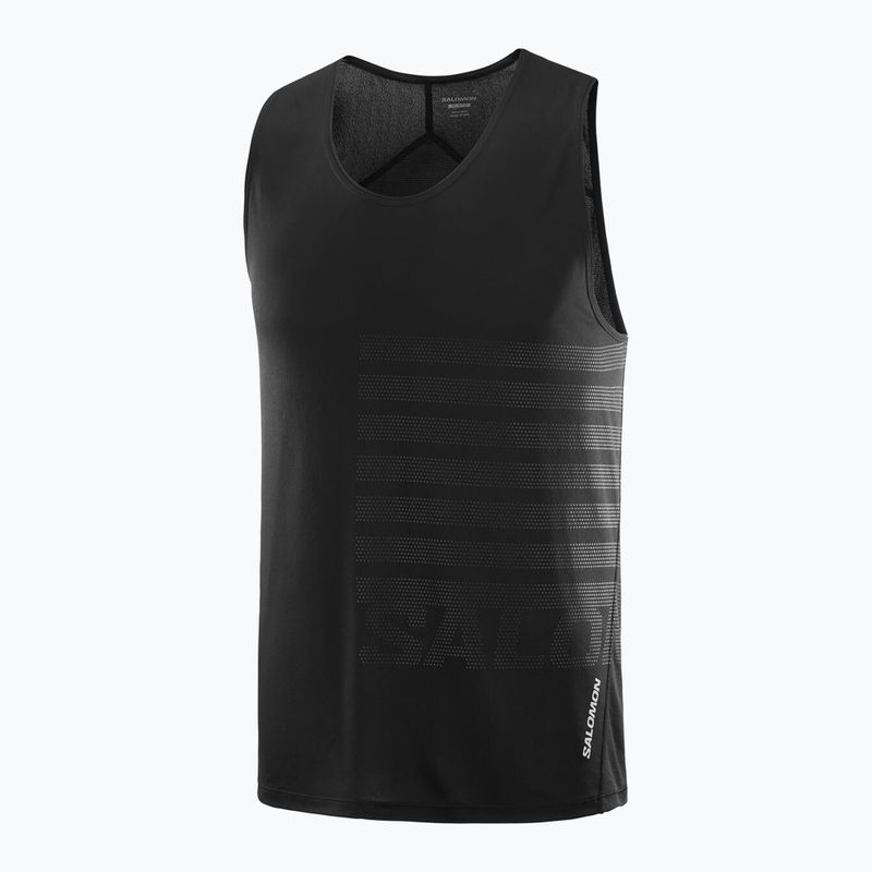 Vyriškas bėgimo tank topas Salomon Sense Aero Singlet GFX deep black 4