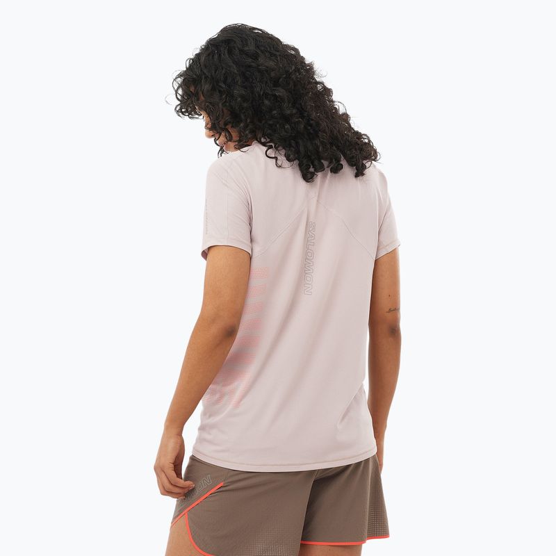 Moteriški bėgimo marškinėliai Salomon Sense Aero Tee GFX etherea/neon flame 2