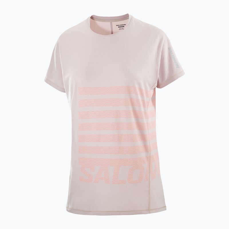 Moteriški bėgimo marškinėliai Salomon Sense Aero Tee GFX etherea/neon flame 4