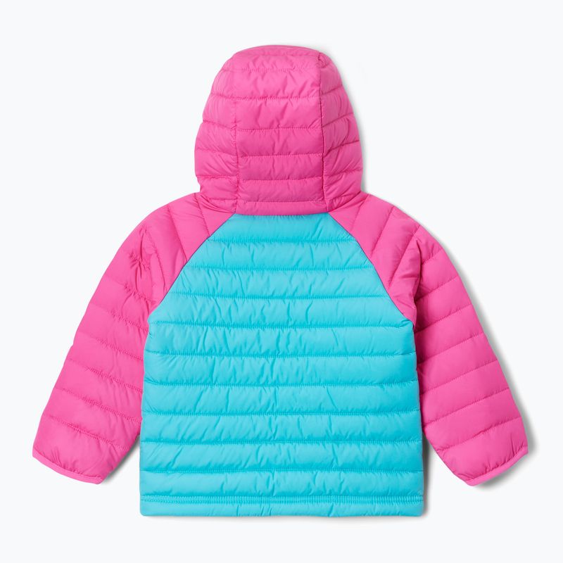 Columbia Powder Lite pūkinė striukė su gobtuvu vaikams geyser/pink ice 6