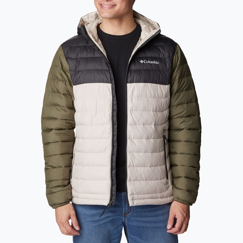 Vyriška pūkinė striukė Columbia Powder Lite su gobtuvu dark stone/shark/stone green