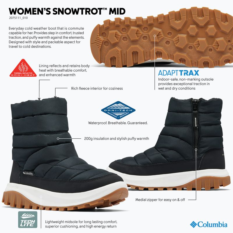 Moteriški žieminiai batai Columbia Snowtrot Mid black/sea salt 10