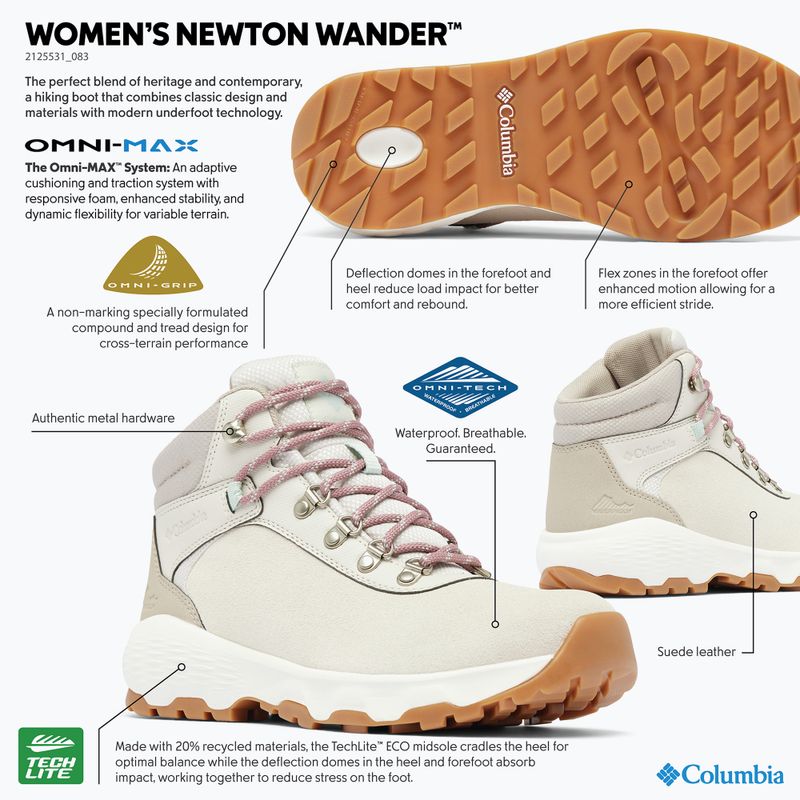 Columbia moteriški batai Columbia Newton Wander Cloud Grey/Cool Green 8