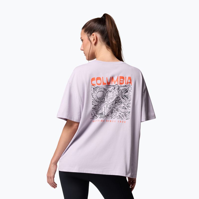 Moteriški turistiniai marškinėliai Columbia Rolling Bend Graphic Oversized Tee lavender pearl/mountainview 3