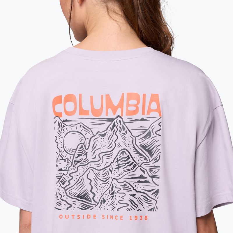 Moteriški turistiniai marškinėliai Columbia Rolling Bend Graphic Oversized Tee lavender pearl/mountainview 6