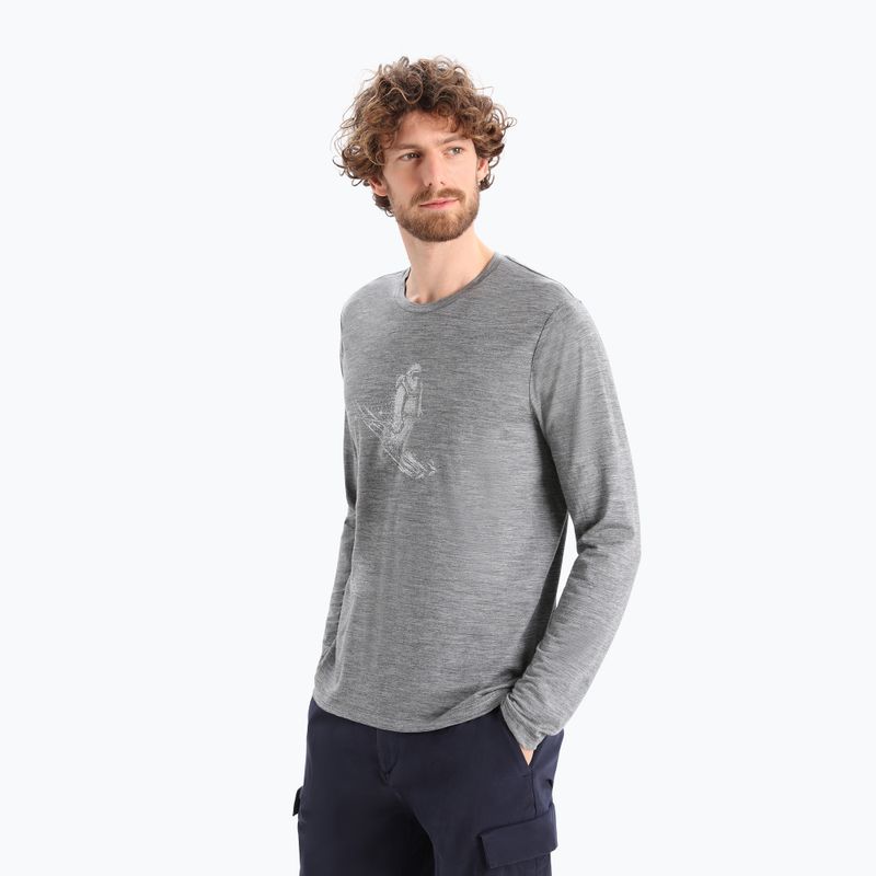 Vyriška Icebreaker Tech Lite II Skiing Yeti gritstone heather trekkinginė ilgomis rankovėmis