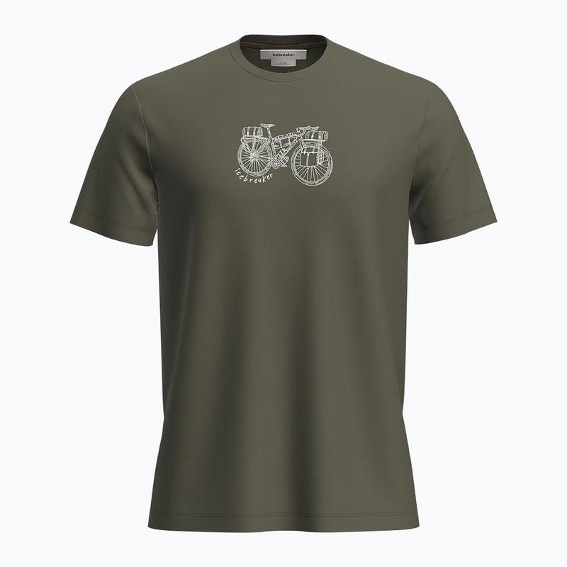 Vyriški žygio marškinėliai icebreaker Merino 150 Tech Lite SS Tee Adventure Ride loden