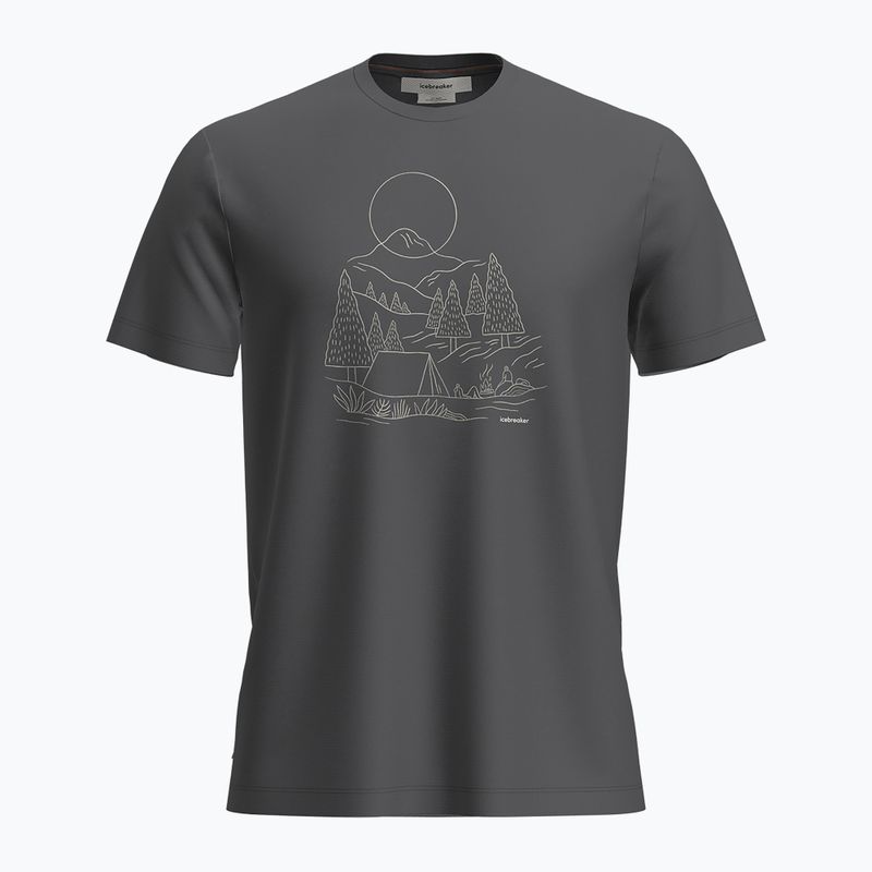 Vyriški žygio marškinėliai icebreaker Merino 150 Tech Lite III SS Sunset Camp obsidian