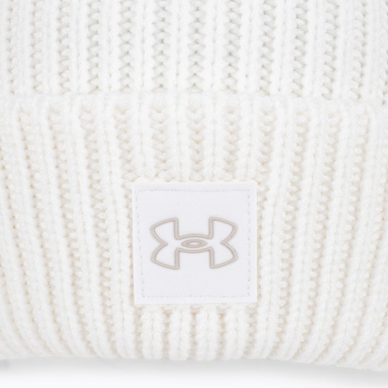 Under Armour moteriška žieminė kepurė Halftime Ribbed Pom white/ghost gray 4