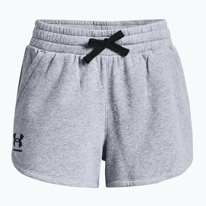 Under Armour Rival Fleece pilkos spalvos moteriški treniruočių šortai 1376257 3