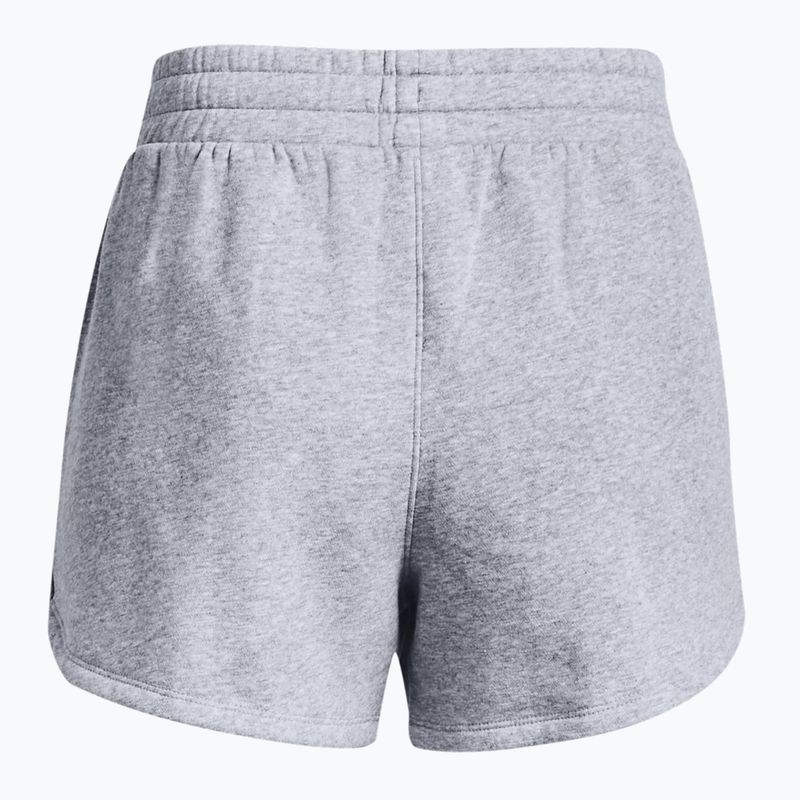 Under Armour Rival Fleece pilkos spalvos moteriški treniruočių šortai 1376257 4