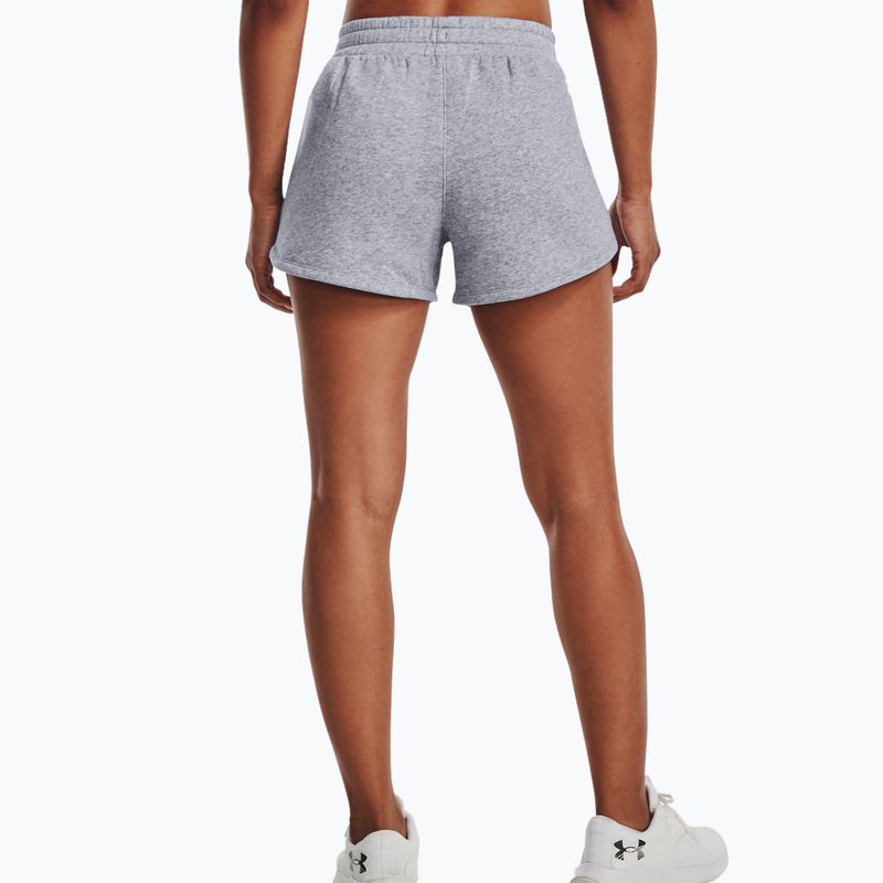 Under Armour Rival Fleece pilkos spalvos moteriški treniruočių šortai 1376257 2