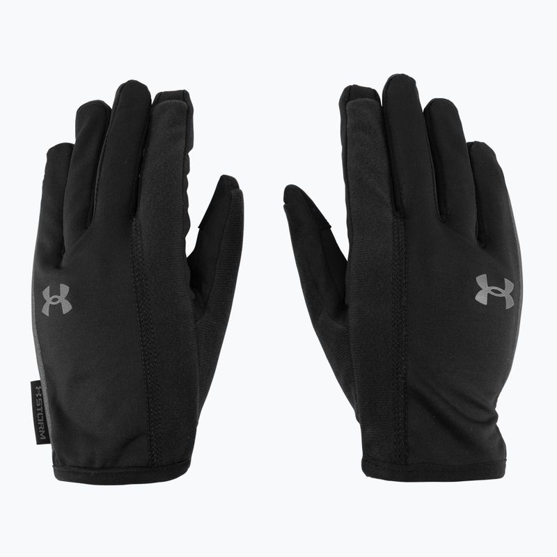 Vyriškos bėgimo pirštinės Under Armour Storm Run Liner black/black su šviesą atspindinčiais elementais 3