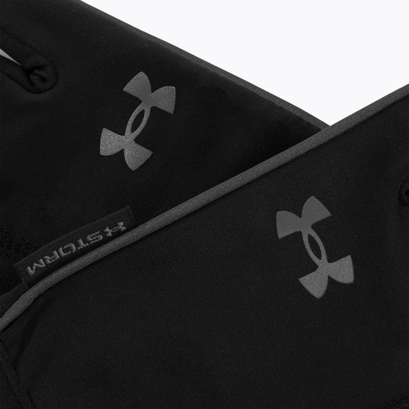 Vyriškos bėgimo pirštinės Under Armour Storm Run Liner black/black su šviesą atspindinčiais elementais 5