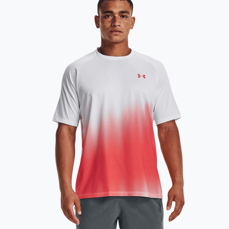 Under Armour Tech Fade vyriški treniruočių marškinėliai raudona ir balta 1377053