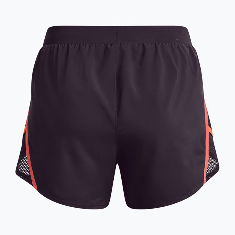 Under Armour Fly By 2.0 moteriški bėgimo šortai violetinės ir oranžinės spalvos 1350196-541 5