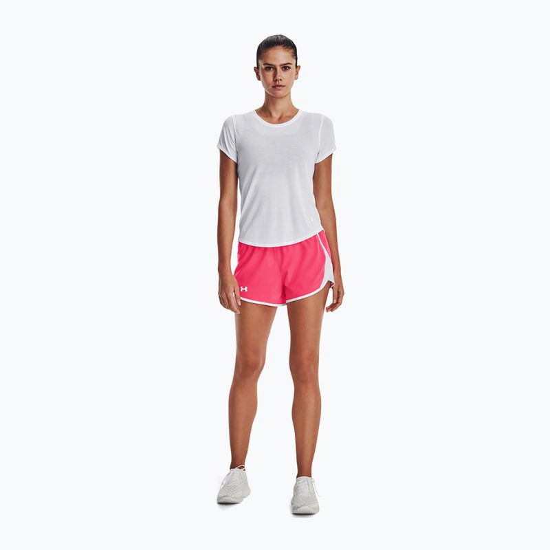 Under Armour Fly By 2.0 moterų bėgimo šortai rožinės ir baltos spalvų 1350196-683 3