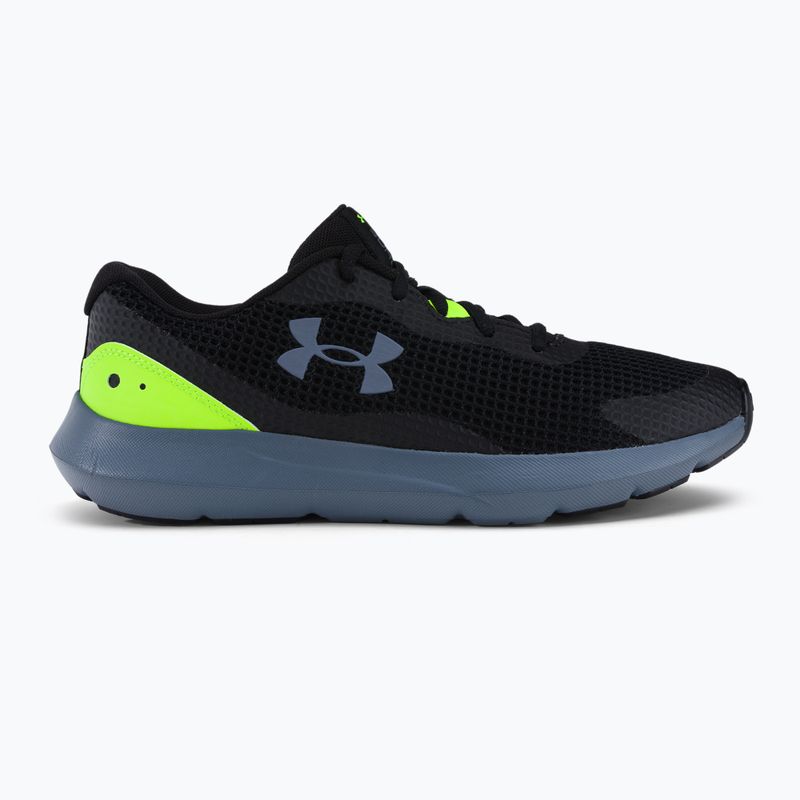 Under Armour Surge 3 vyriški bėgimo bateliai juoda-žalia 3024883 2