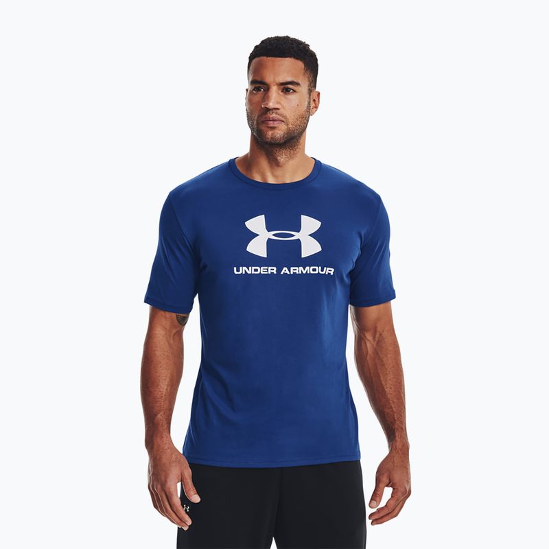 Vyriški Under Armour Sportstyle Logo SS treniruočių marškinėliai mėlyni 1329590-471