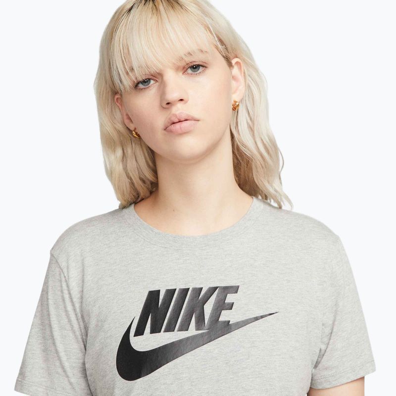 Moteriški marškinėliai Nike Sportswear Club Essentials Logo tamsiai pilki heather/black 4