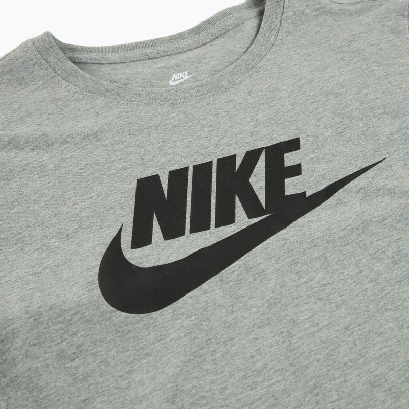 Moteriški marškinėliai Nike Sportswear Club Essentials Logo tamsiai pilki heather/black 7
