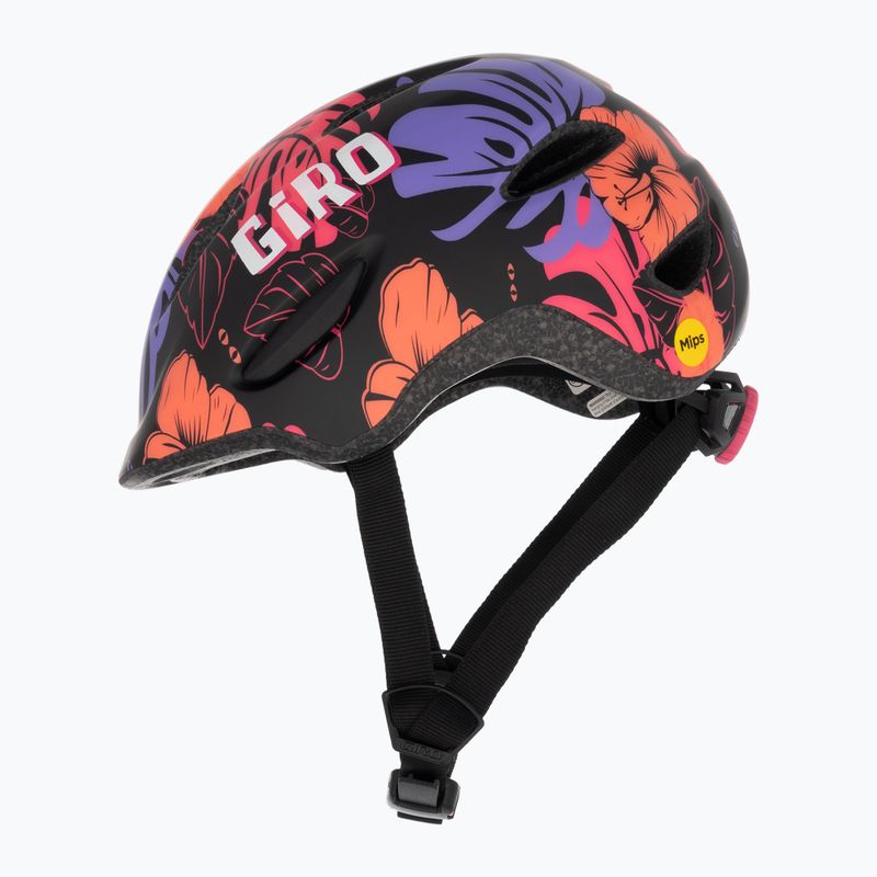 Vaikiškas dviračių šalmas Giro Scamp Integrated MIPS matte black floral 5