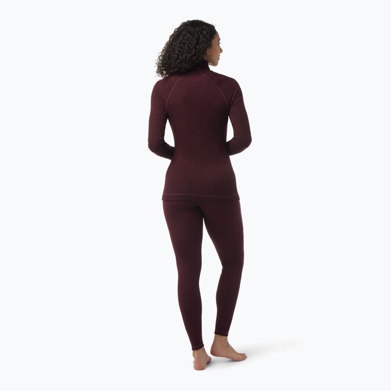 Moteriški termoaktyvūs marškinėliai Smartwool Thermal Merino Rib Turtleneck black cherry heather 6