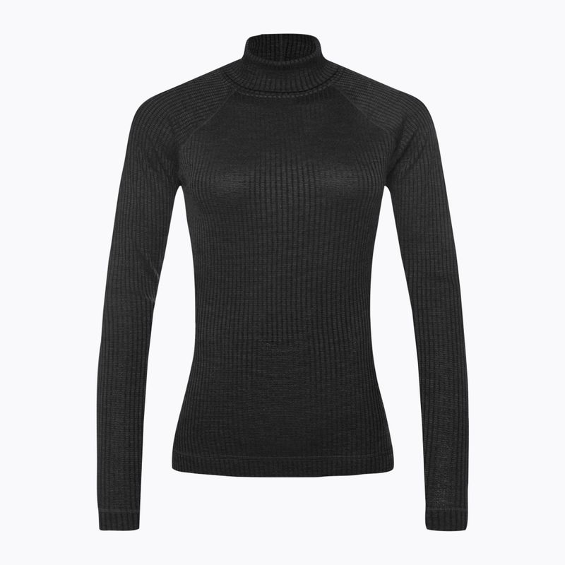 Moteriški marškinėliai Smartwool Thermal Merino Rib Turtleneck T-shirt black SW016690010