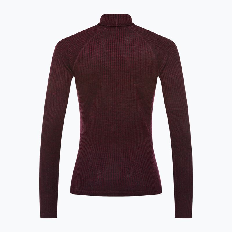 Moteriški termoaktyvūs marškinėliai Smartwool Thermal Merino Rib Turtleneck black cherry heather 2