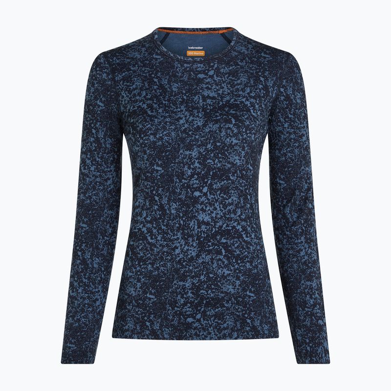 Moteriški marškinėliai ilgomis rankovėmis icebreaker Merino 200 Oasis Crewe Moss Bloom navy/dawn/aop 7
