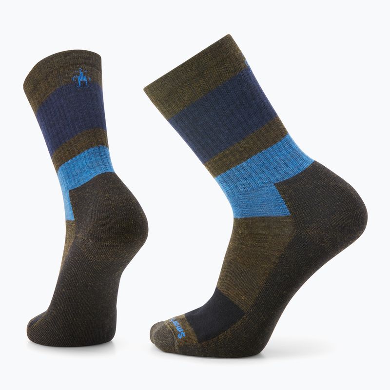 Smartwool Everyday Blocked Stripe Crew žalios-mėlynos trekingo kojinės SW001940D11 4
