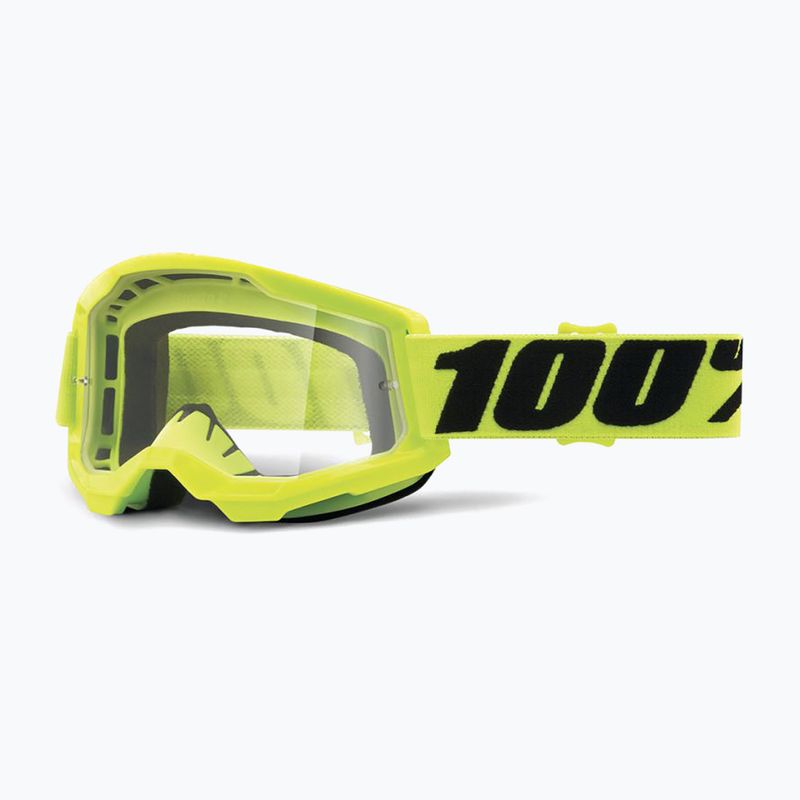 100% Strata 2 fluo geltoni/skaidrūs dviratininko akiniai