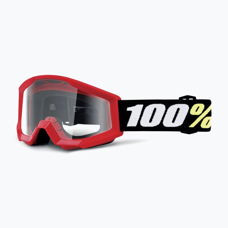 Vaikiški dviratininko akiniai 100% Strata Mini groom raudoni/skaidrūs
